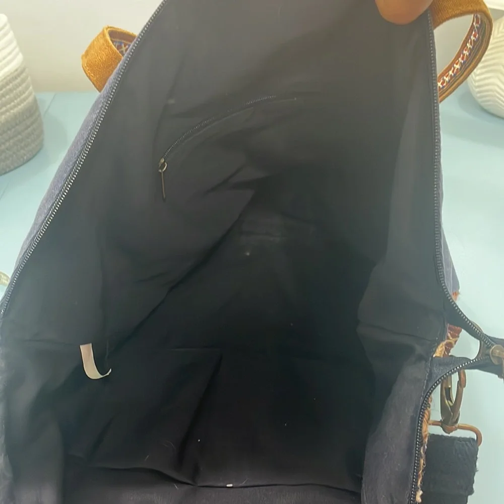 Boho Embroidered and Lace Canvas Bag Beach Bag Tote Crossbody World Market - Picture 8 of 16